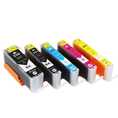 Compatible Canon PGI-250 CLI-251 Printer Ink Cartridge Set of 5 (2 Black, 1 Cyan, 1 Magenta, 1 Yellow )