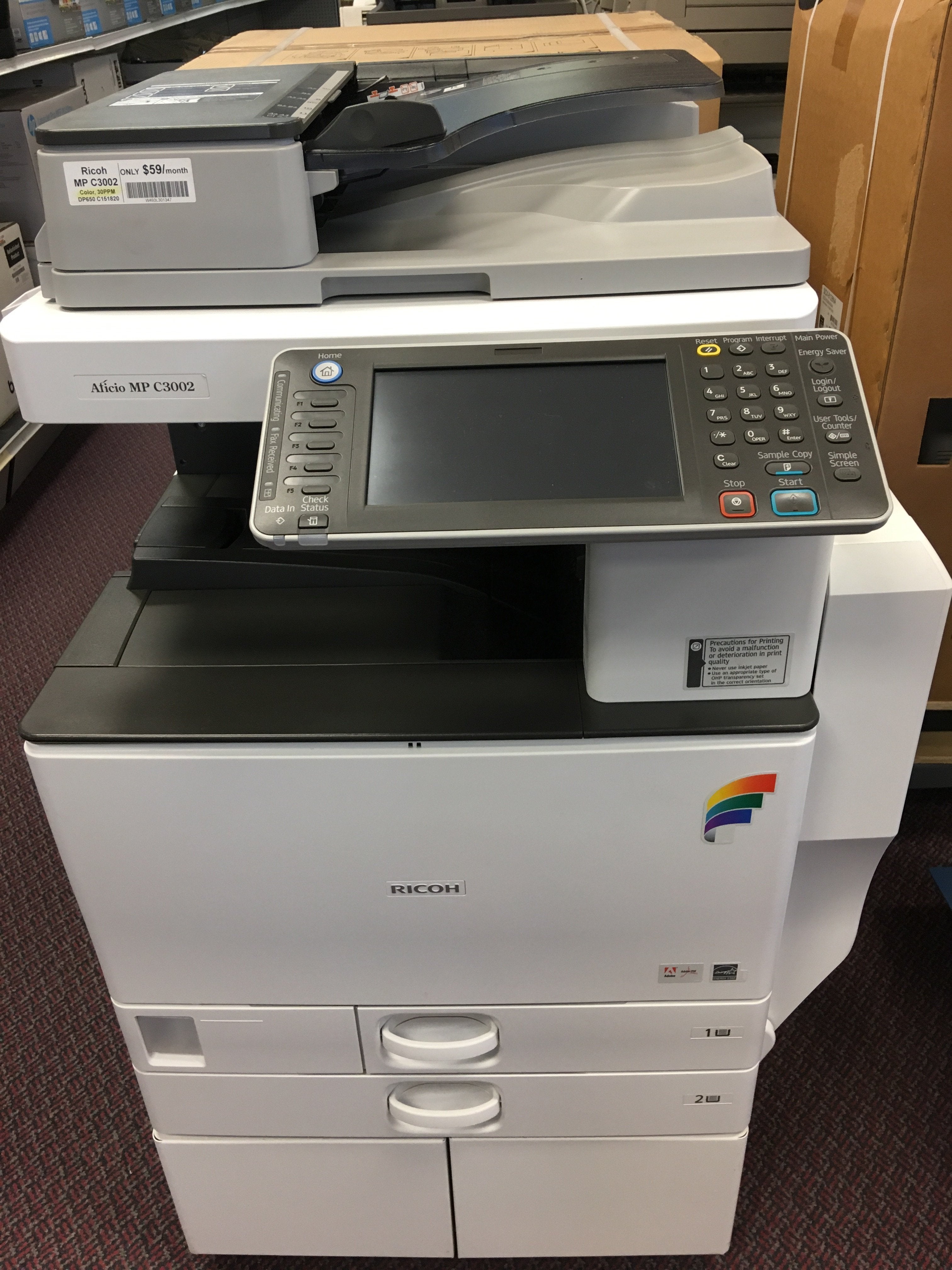 Ricoh Aficio MP C3002 30 PPM Color Digital Imaging Printer Copier Scanner